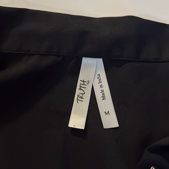 Truth black sleeveless hi-lo dress semi sheer fabric buttons to waistband sz M - Picture 8 of 14